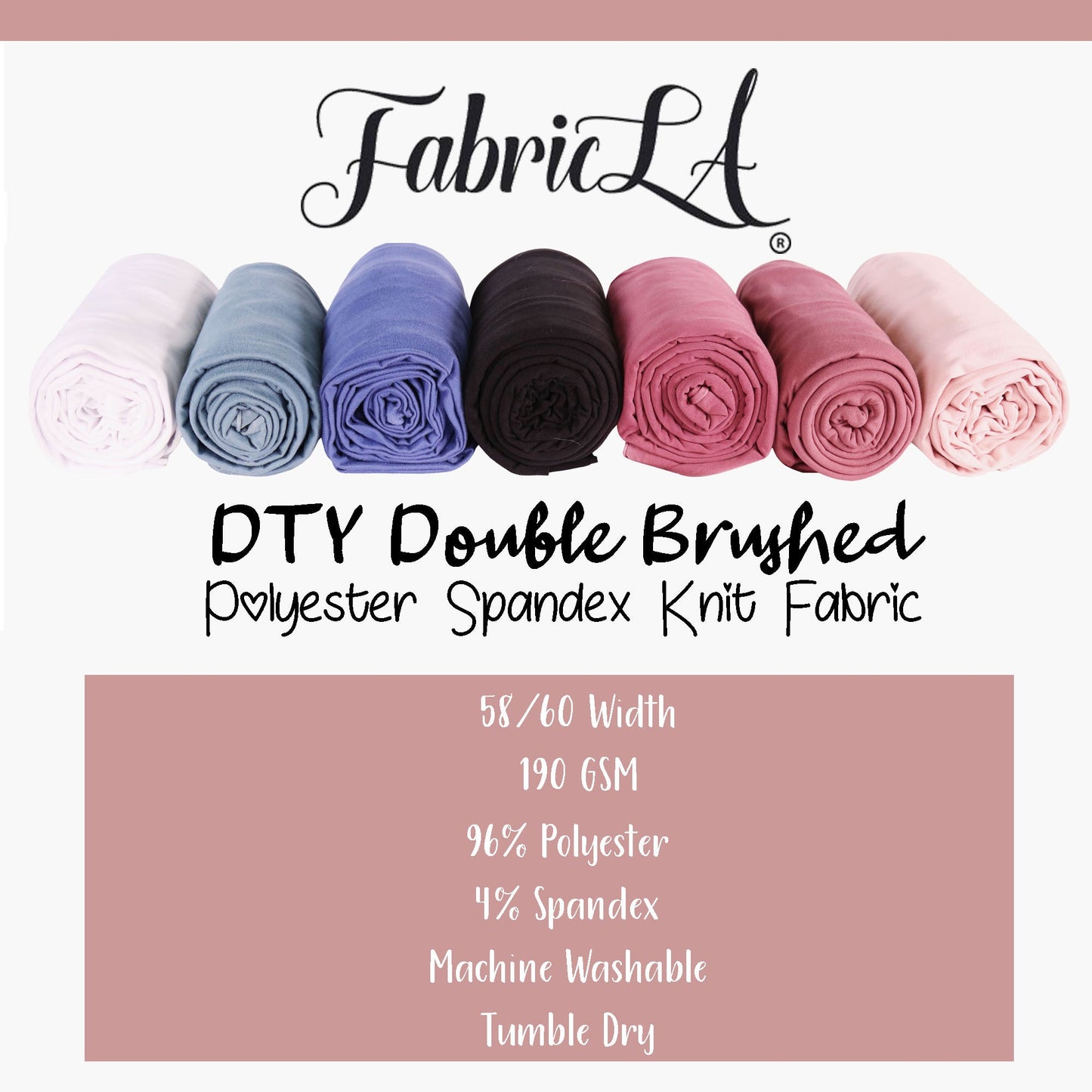 FabricLA DTY Double Brushed Poly Spandex Knit Fabric – Black