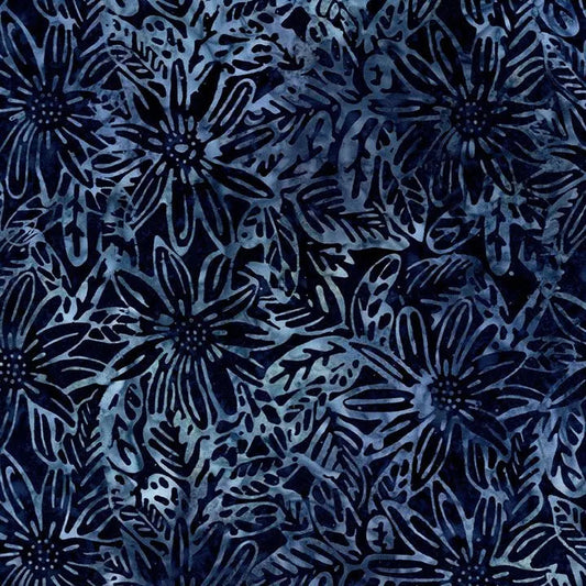 Dark Blue Large Floral Luna Cotton Wideback Fabric per yard