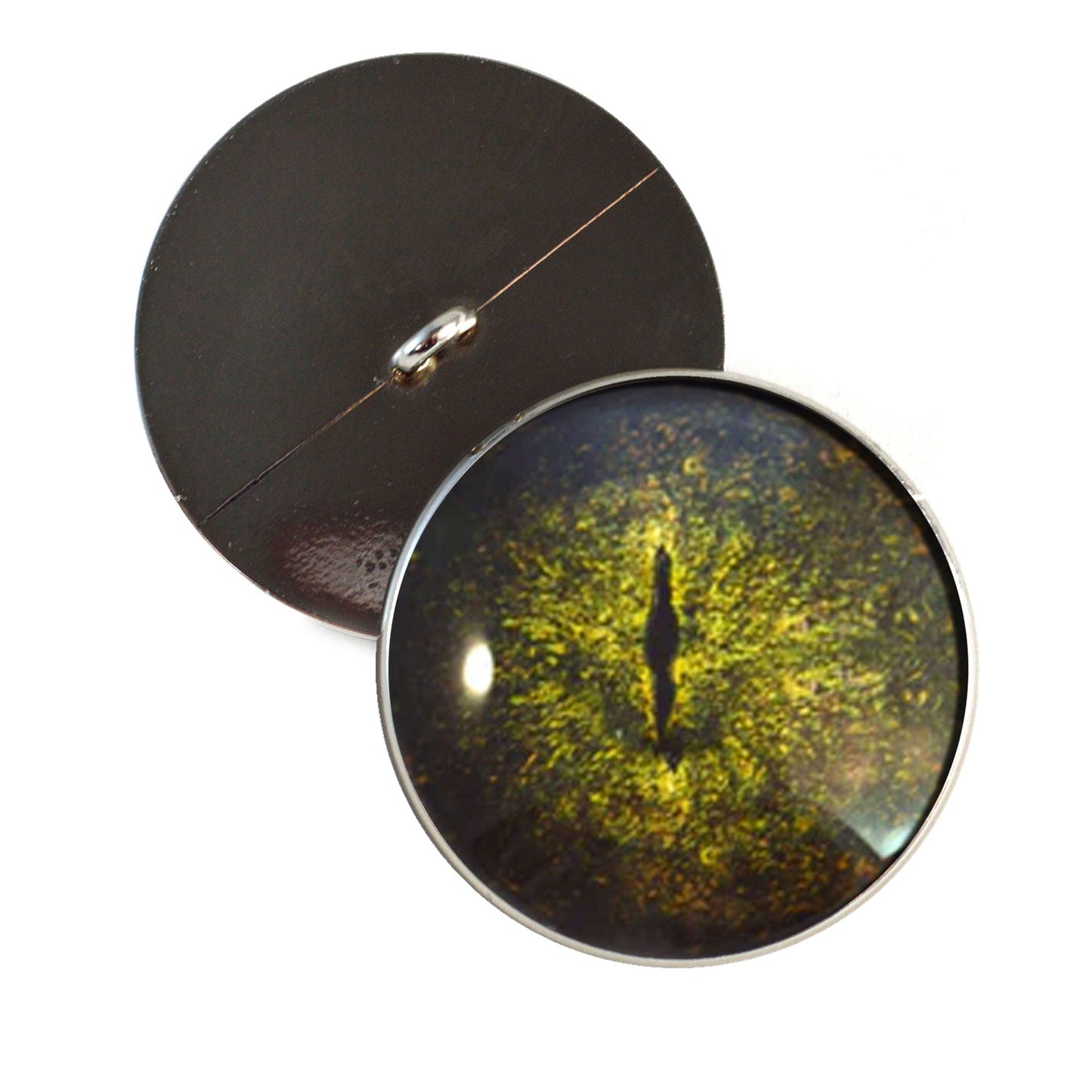 Dark Green Crocodile Gharial Sew-On Button Glass Eyes