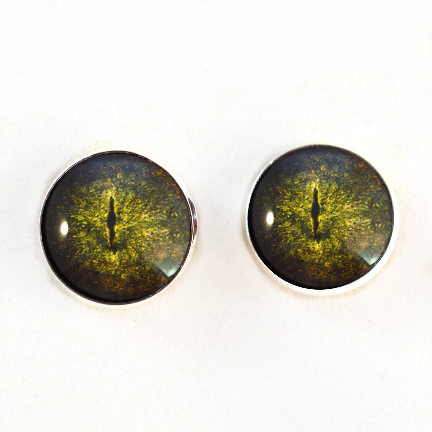 Dark Green Crocodile Gharial Sew-On Button Glass Eyes