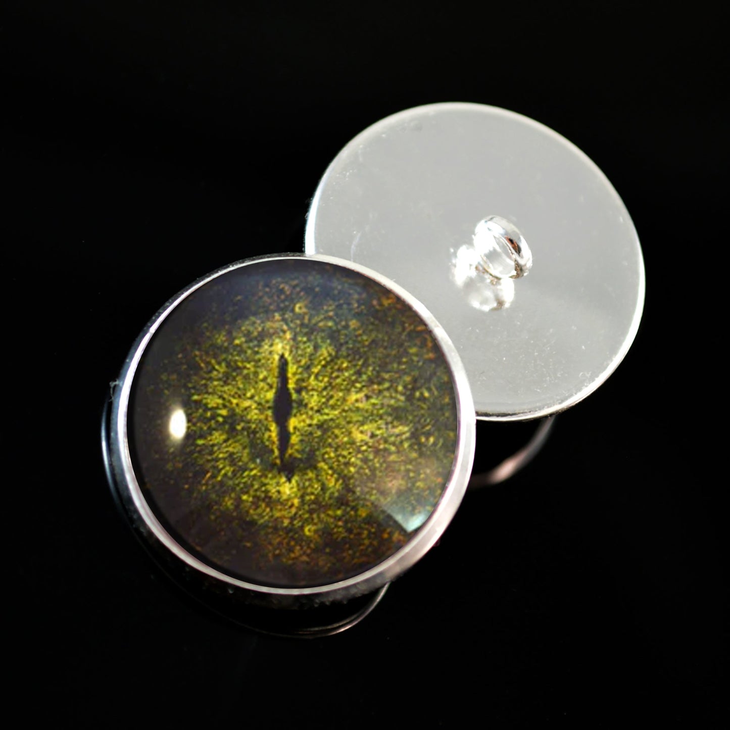 Dark Green Crocodile Gharial Sew-On Button Glass Eyes