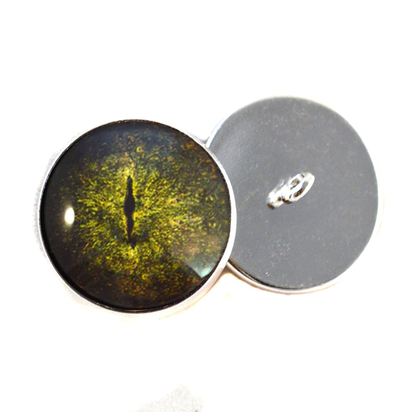 Dark Green Crocodile Gharial Sew-On Button Glass Eyes