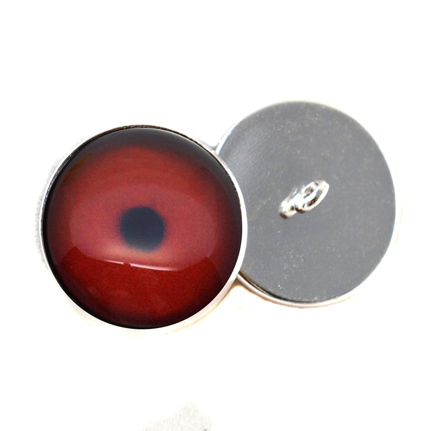 Dark Red Loon Bird Sew-On Button Glass Eyes