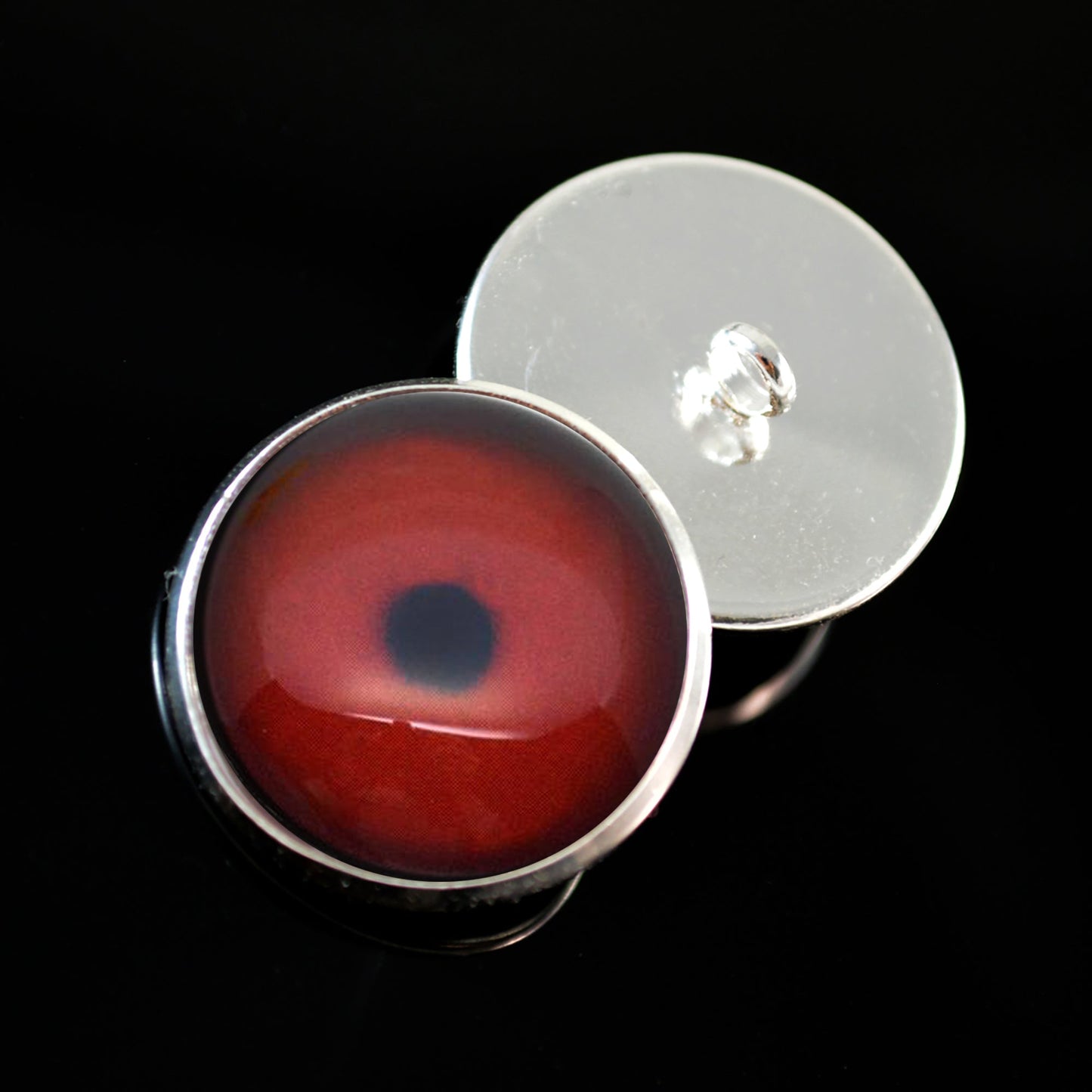 Dark Red Loon Bird Sew-On Button Glass Eyes