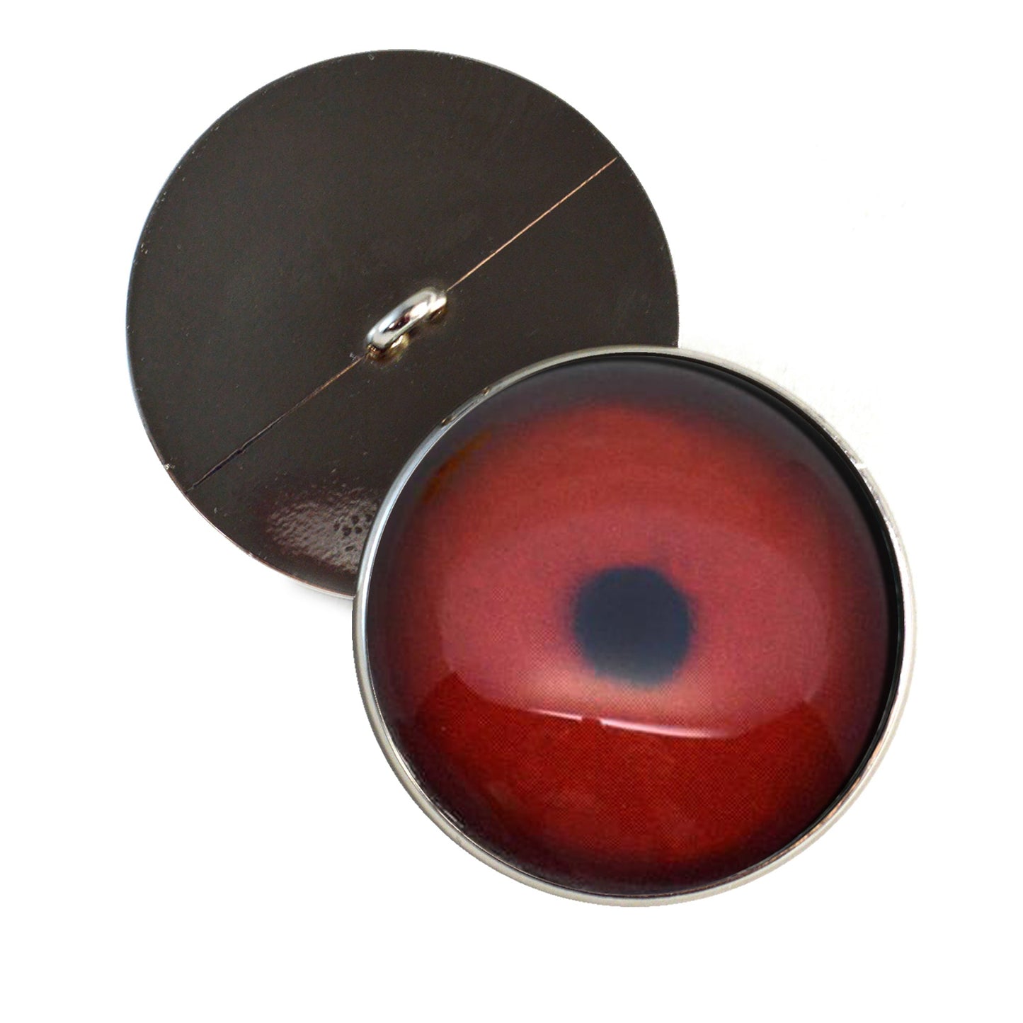 Dark Red Loon Bird Sew-On Button Glass Eyes