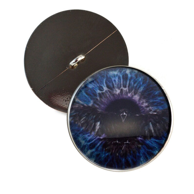 Dark Raven Purple & Blue Viking Sew-On Button Glass Eyes