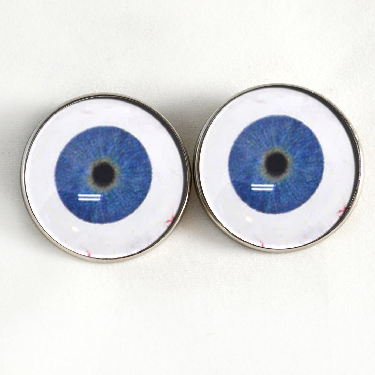 Extraterrestrial ET Blue Alien Sew-On Button Glass Eyes with Whites