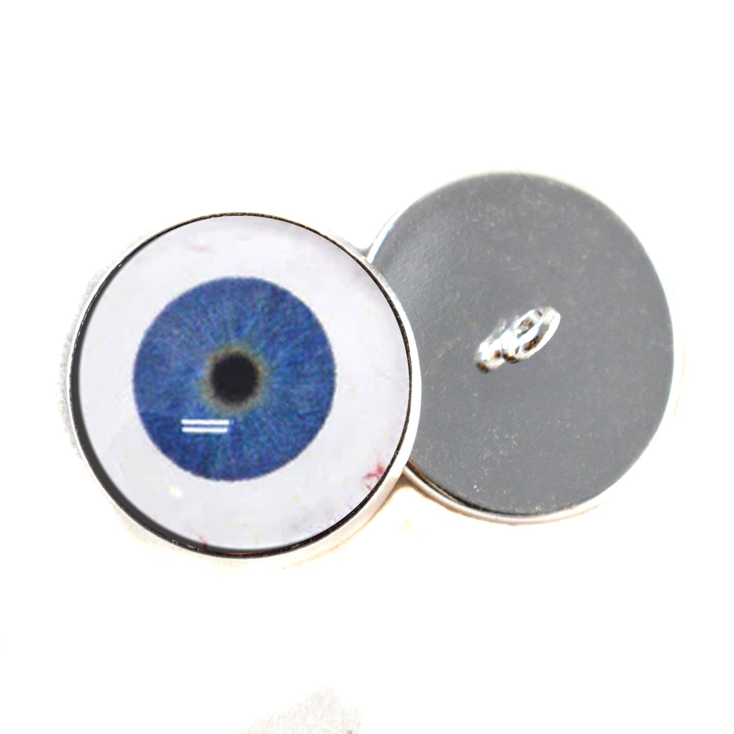 Extraterrestrial ET Blue Alien Sew-On Button Glass Eyes with Whites