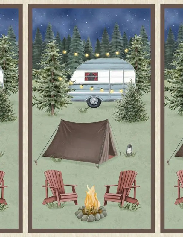 Evergreen Escape Large Panel Multi Cotton 44"/45" Fabric Per Yard