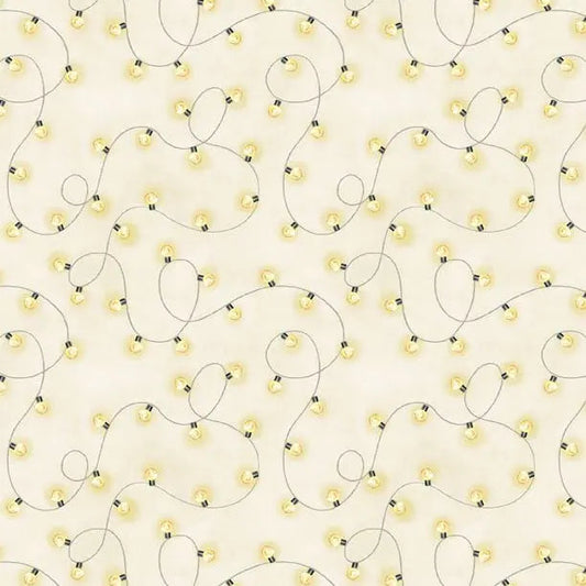 Evergreen Escape String Lights All Over Sand Cotton 44"/45" Fabric Per Yard