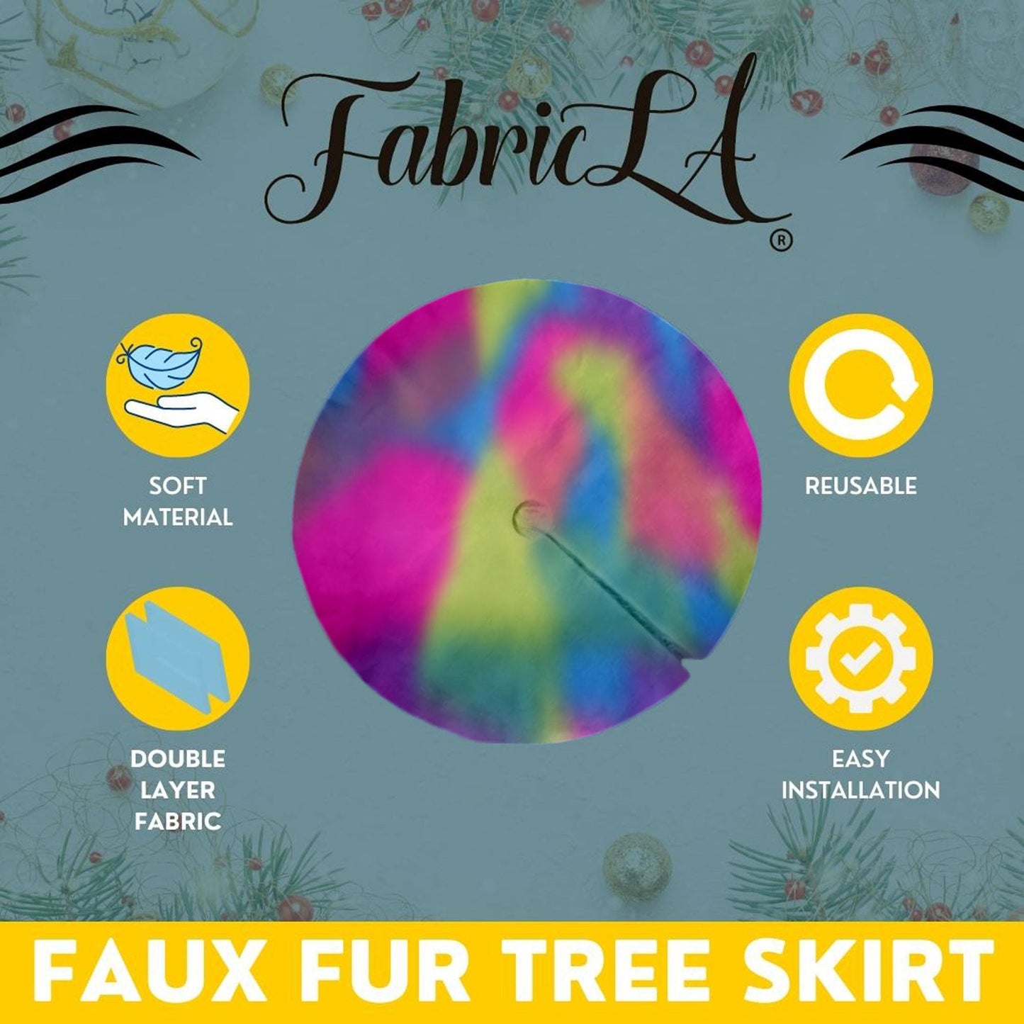 Premium Faux Fur Christmas Tree Skirt - 40 Inch | Luxurious Holiday Decorations