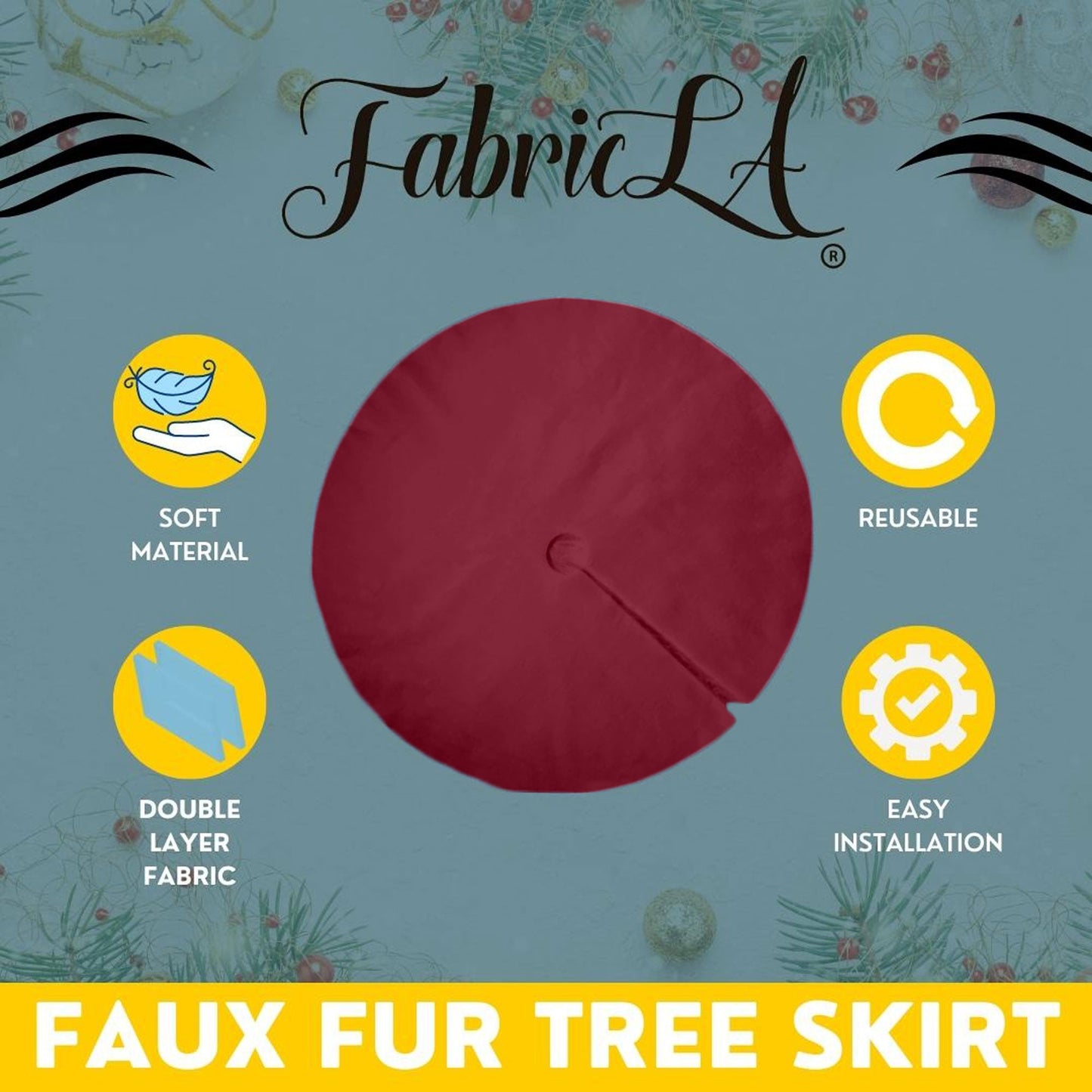 Premium Faux Fur Christmas Tree Skirt - 48 Inch | Luxurious Holiday Decorations