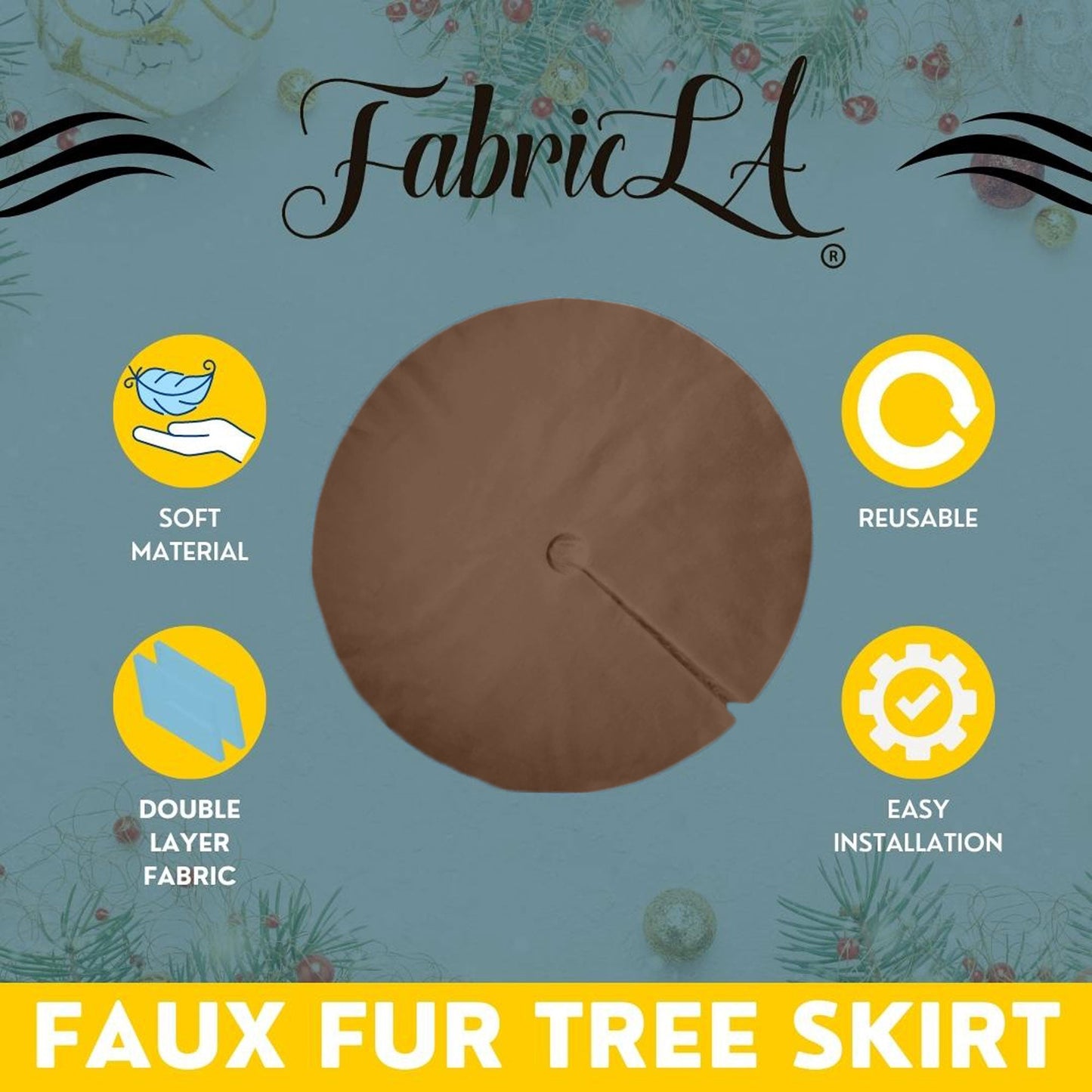 Premium Faux Fur Christmas Tree Skirt - 48 Inch | Luxurious Holiday Decorations