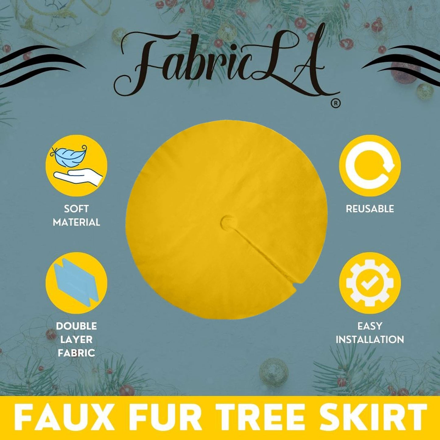 Premium Faux Fur Christmas Tree Skirt - 48 Inch | Luxurious Holiday Decorations