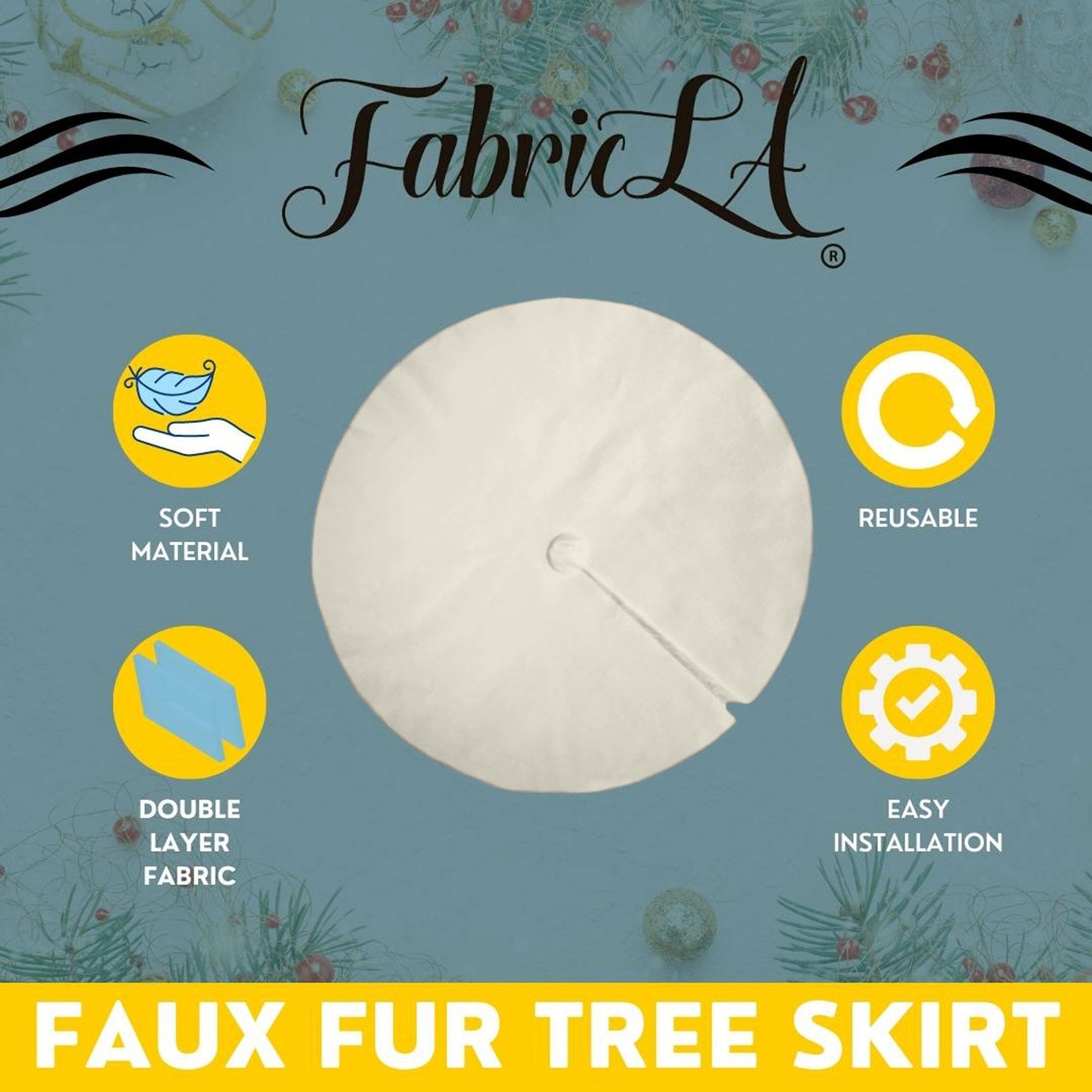 Premium Faux Fur Christmas Tree Skirt - 48 Inch | Luxurious Holiday Decorations