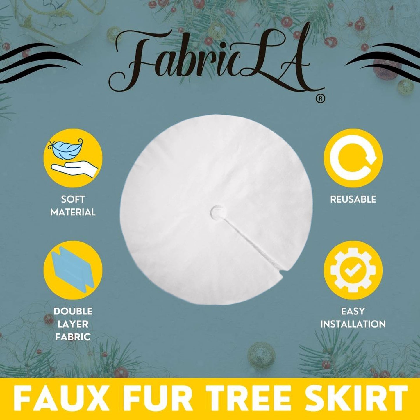 Premium Faux Fur Christmas Tree Skirt - 60 Inch | Luxurious Holiday Decorations