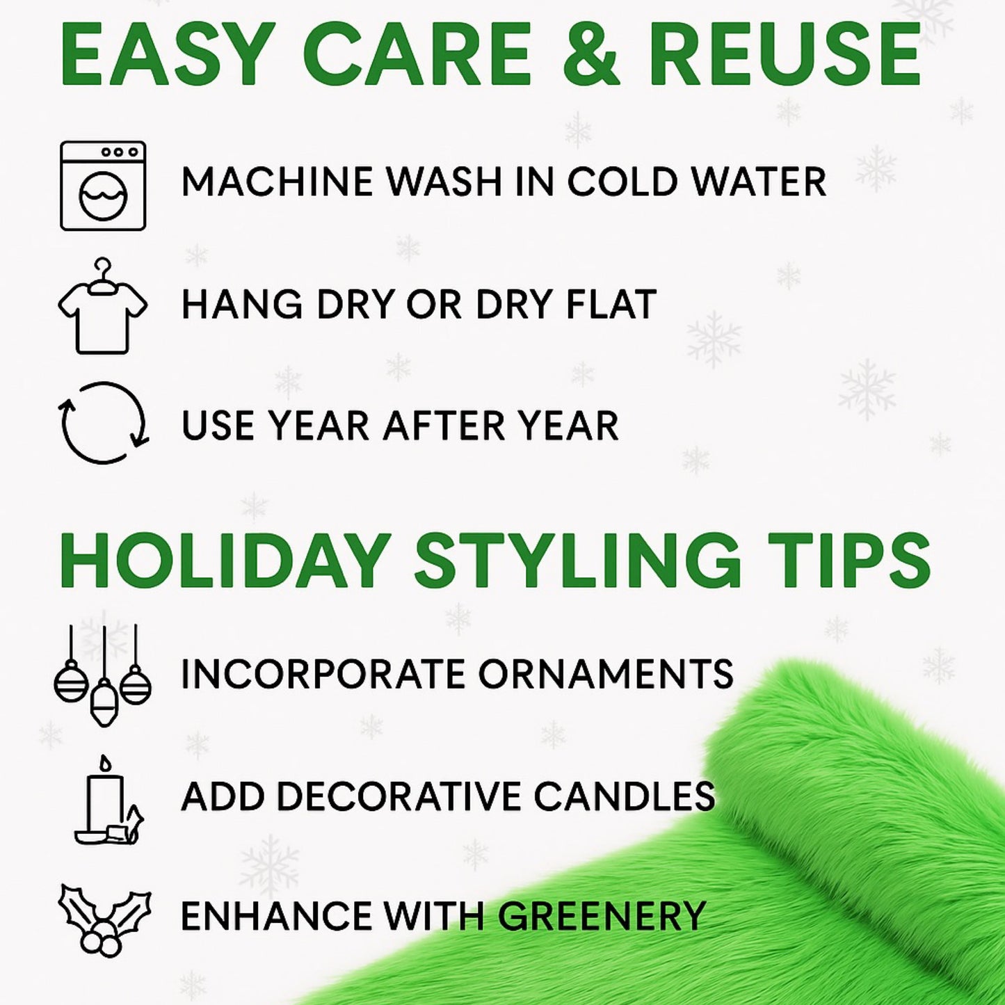 Faux Fur Table Runners – Elegant Decor for Every Occasion - Apple Green