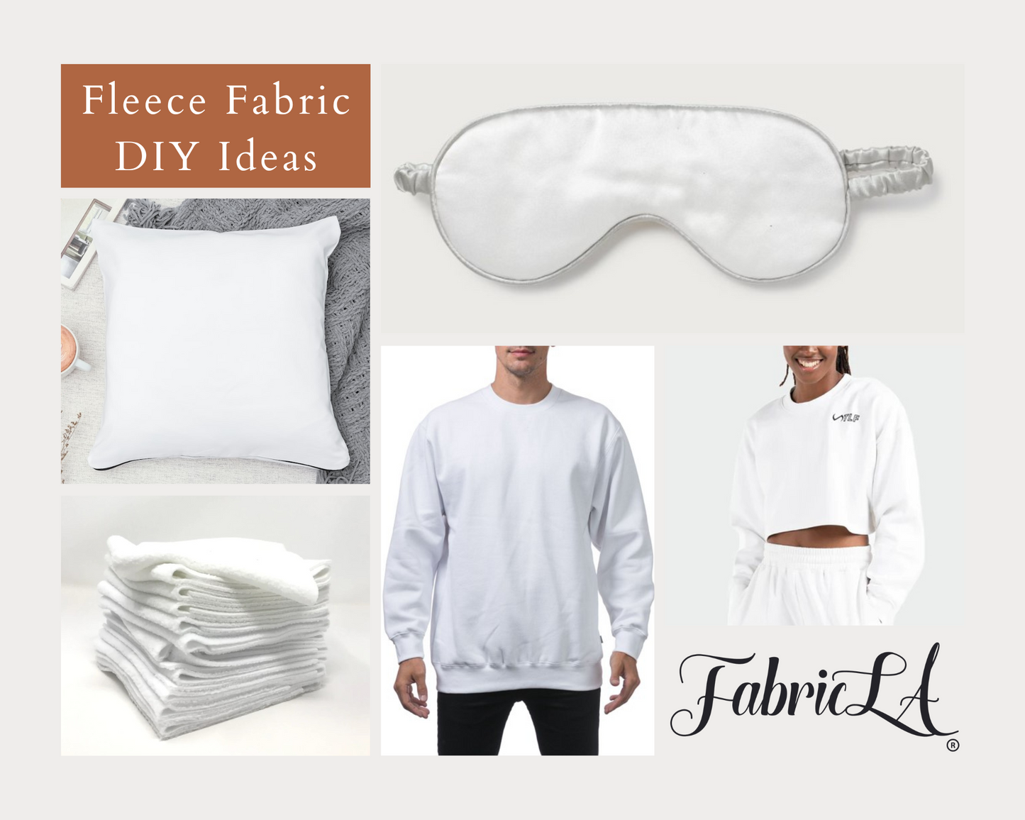 Premium White Sweatshirt Fleece Fabric 60" Wide - Polyester Cotton Blend | FabricLA