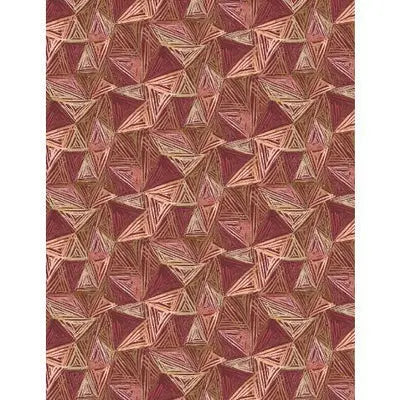Floralscape - Geometric Red Cotton 44"/45" Fabric Per Yard