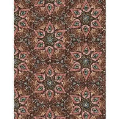 Floralscape - Medallions Dark Brown Cotton 44"/45" Fabric Per Yard