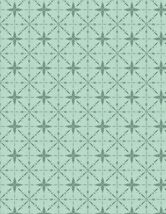 Floralscape - Star Grid Teal Cotton 44"/45" Fabric Per Yard