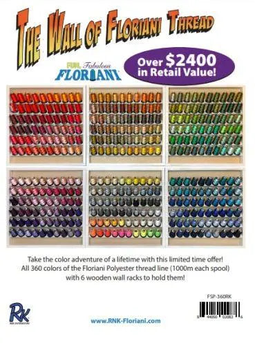 Floriani Great Wall of Thread - 360 Colors + 6 Wood Racks – Prismatic ...