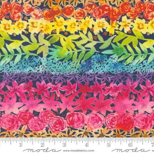 Flower Patches Multi Midnight Rainbow 44"/45" Fabric Per Yard