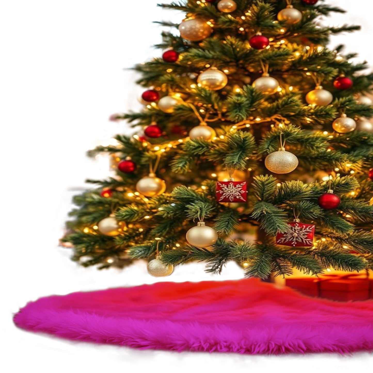 Premium Faux Fur Christmas Tree Skirt - 30 Inch | Luxurious Holiday Decorations