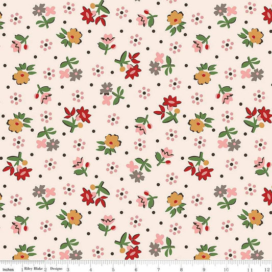 Gentler Times Reunion Coral Cotton Wideback Fabric per yard