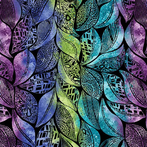 Go with the Flow Black/Multi Cotton 44"/45" Fabric Per Yard