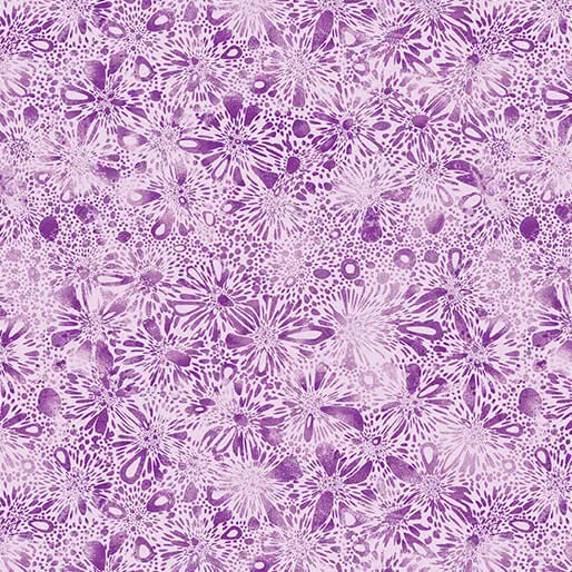 Go with the Flow Burst Medium Purple Cotton 44"/45" Fabric Per Yard