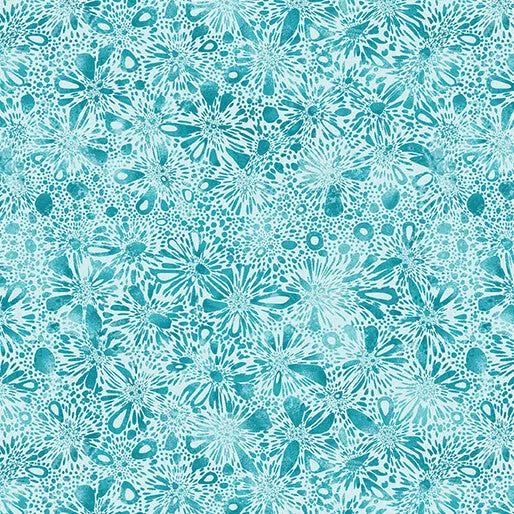 Go with the Flow Burst Medium Turquoise Cotton 44"/45" Fabric Per Yard
