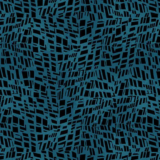 Go with the Flow Mosaic Shards Dark Teal Cotton 44"/45" Fabric Per Yard