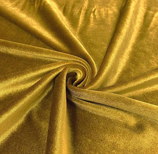 FabricLA Stretch Velvet Fabric by the Yard – Gold | 90% Polyester 10% Spandex | 280gsm | 58/60” Wide