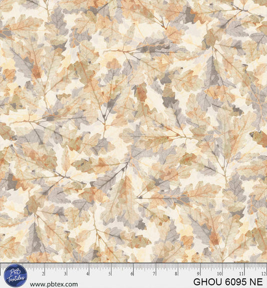 Golden Hour Natural Scattered Leaves Cotton 44”/45” Fabric Per Yard