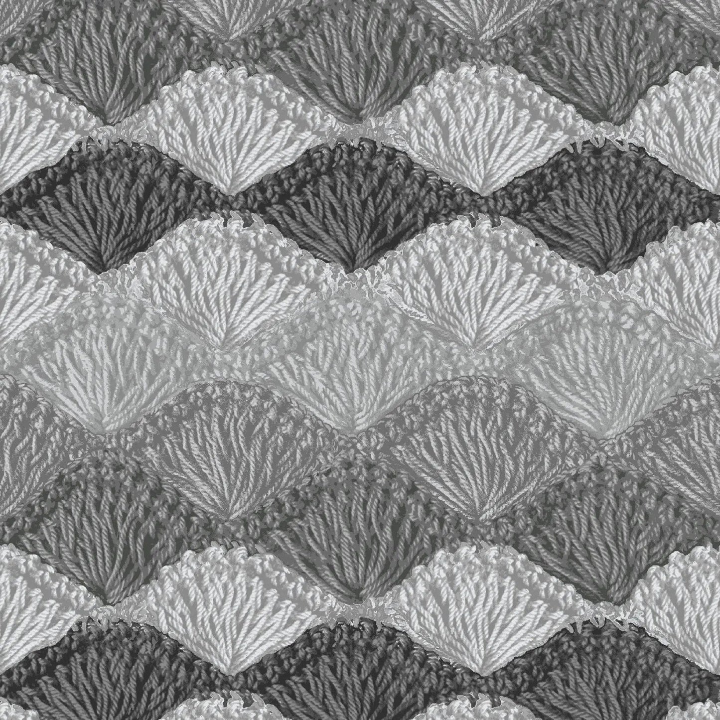 Gray Crochet Charcoal Shell Stitch Cotton Wideback Fabric Per Yard