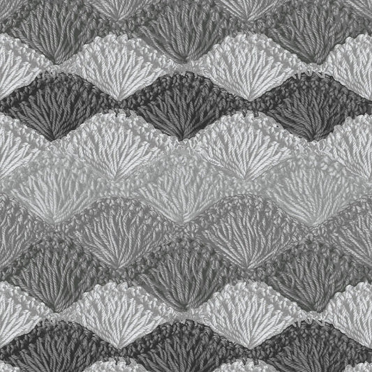 Gray Crochet Charcoal Shell Stitch Cotton Wideback Fabric Per Yard