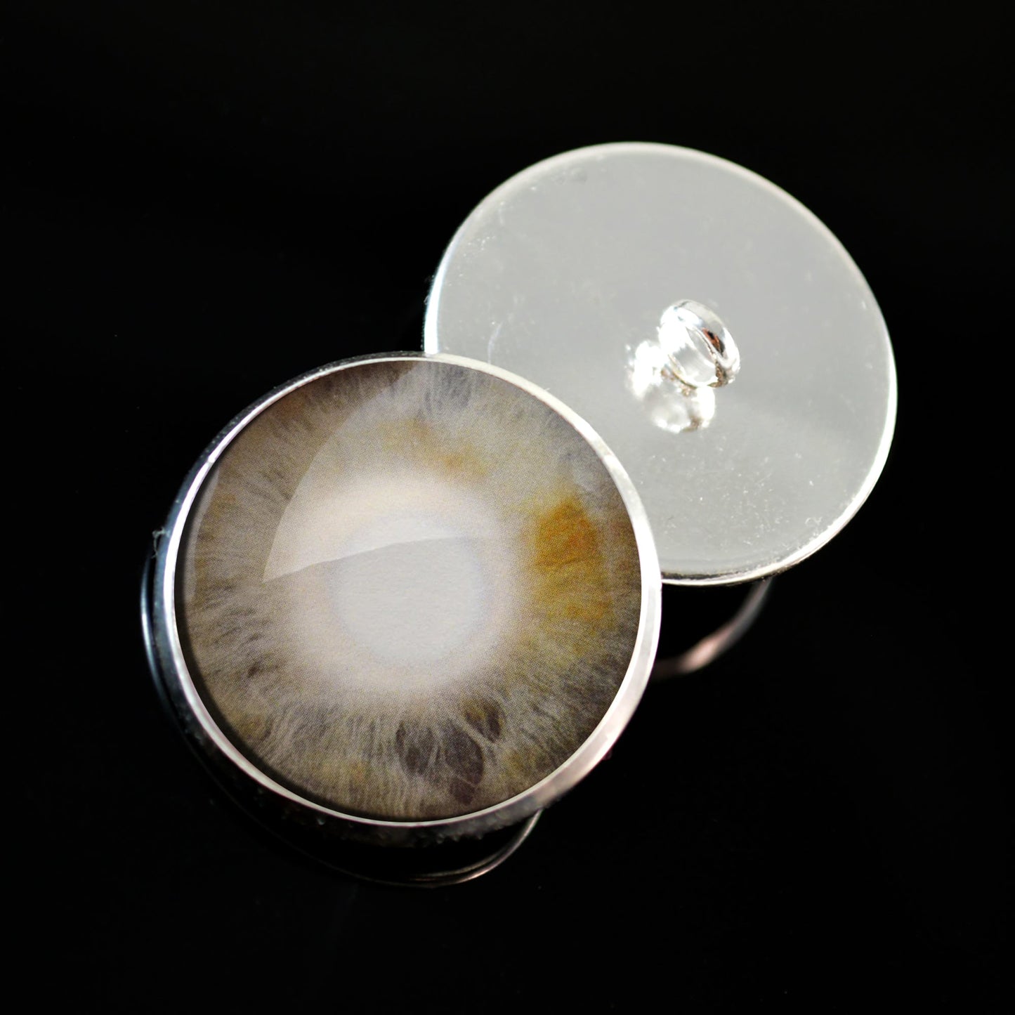 Gray Blind Human Zombie Sew-On Button Glass Eyes