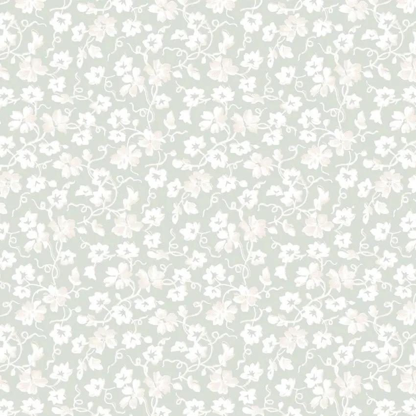 Green Packed Ditsy La Fleur Flannel Cotton 42"/43" Fabric Per Yard