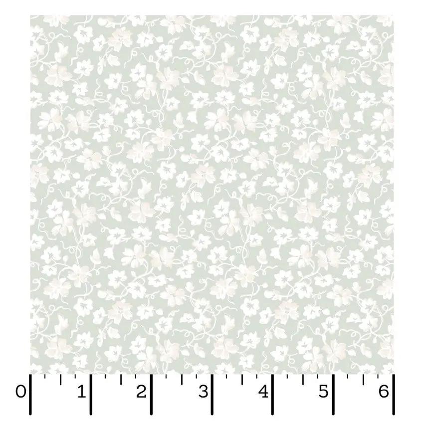 Green Packed Ditsy La Fleur Flannel Cotton 42"/43" Fabric Per Yard