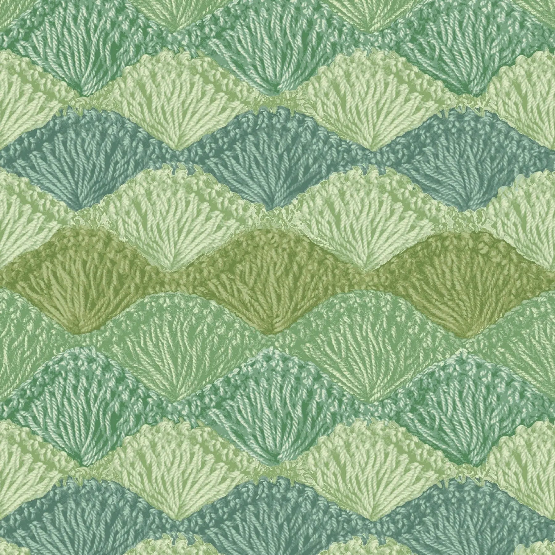 Green Crochet Sage Shell Stitch Cotton Wideback Fabric Per Yard ...
