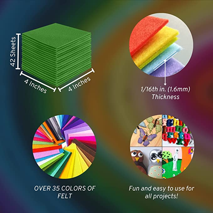 FabricLA Acrylic Felt Craft Sheet Packs – Apple Green | Soft 100% Acrylic Felt Sheets for DIY & Crafts