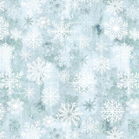 Grey Breeze Snowflake Toss Dot Cotton Wideback Fabric per yard