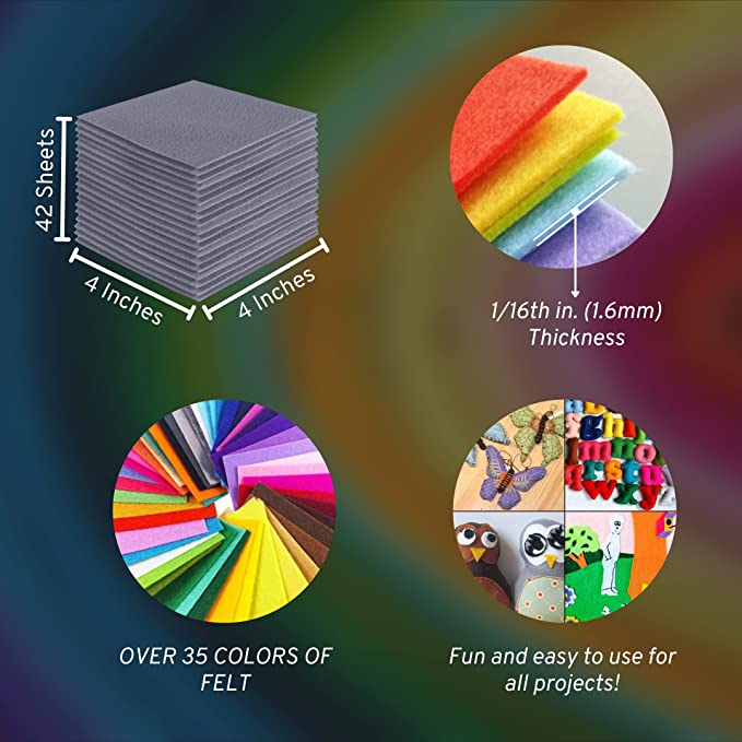 Acrylic Felt Craft Sheet Packs – Gray | 100% Soft Felt Sheets by FabricLA