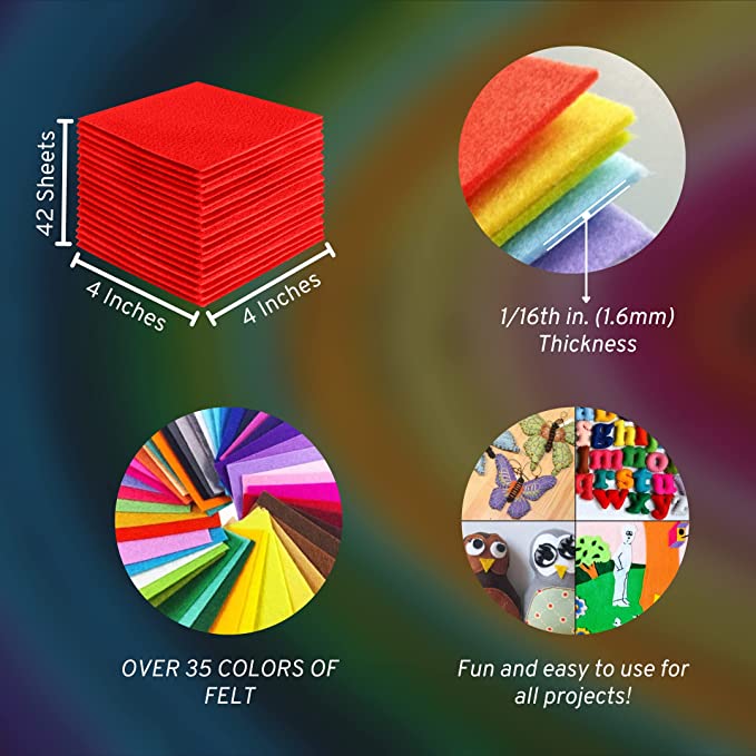 FabricLA Acrylic Felt Craft Sheet Packs – Hot Orange | Soft 100% Acrylic Felt Sheets for DIY & Crafts