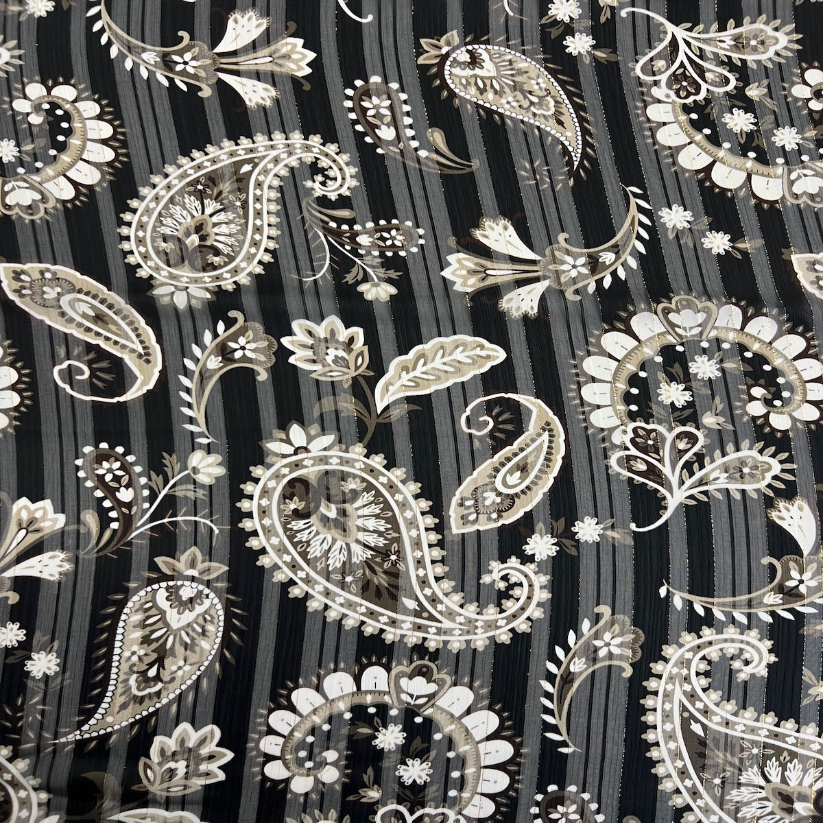 Paisley Print Metallic Stripe Chiffon Fabric