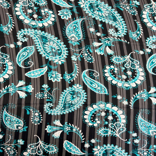 Paisley Print Metallic Stripe Chiffon Fabric