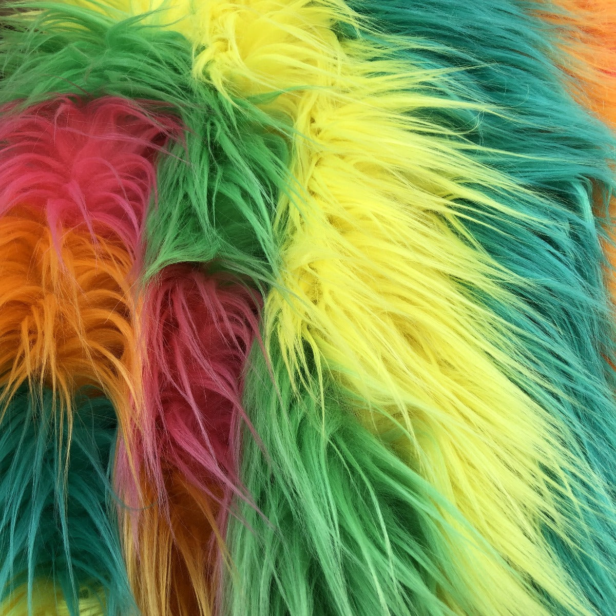 Multicolor Curly Long Pile Faux Fur Fabric