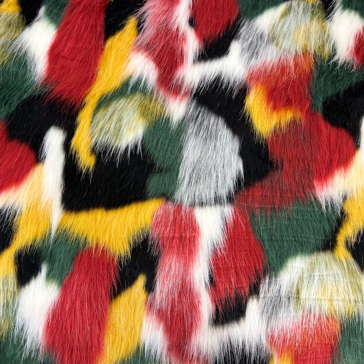 Multicolor Patchwork Faux Fur Fabric
