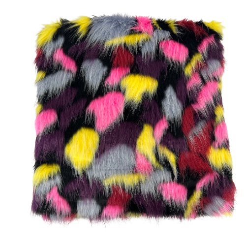 Puzzled Multicolor Faux Fur Fabric